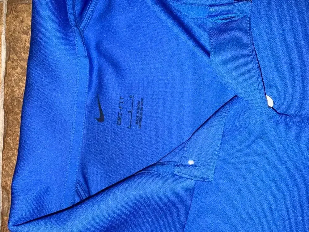 Nike Men's Dri-FIT Solid Blue Short Sleeve Golf Polo Shirt
